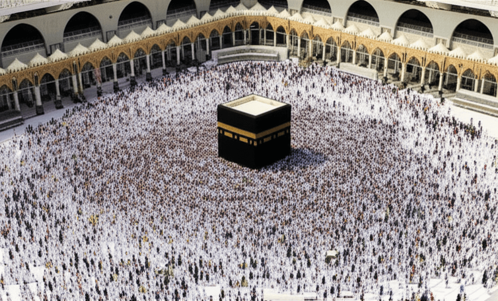 Aerial view of Kaaba during Hajj